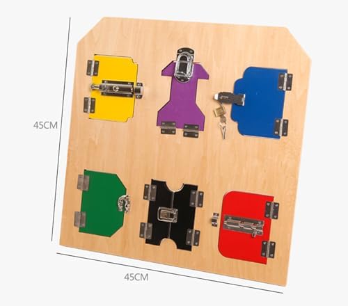 Montessori Lock and Key Toy, Wooden Latches Board Busy Board for Toddlers,2 piece Set - Image 4