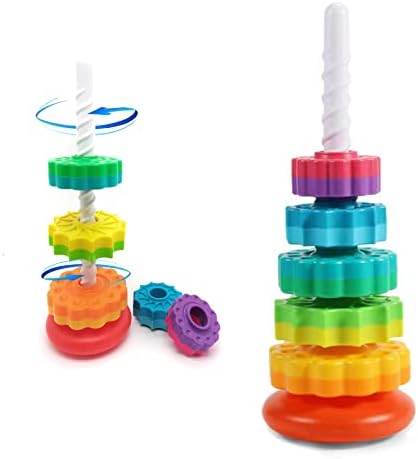 LUCKFUTURE Spinning Stacking Toys, Educational Toddler Toy Stacking Rings Baby Toys, Montessori Toy for Girls and Boys, Spin Gears Christmas Birthday Gift for 1-3 Year Old by LUCKFUTURE