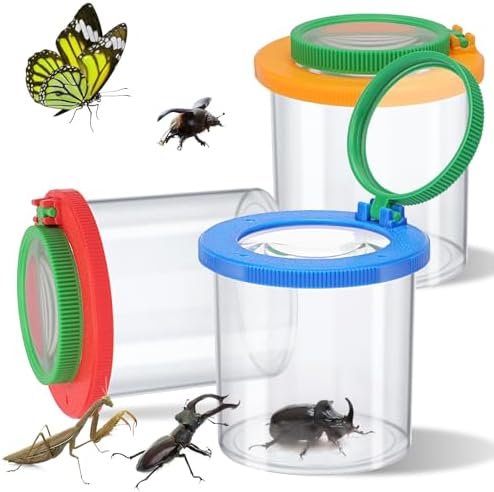 Coopay 3 Pcs Insect Bug Viewer for Kids - Bug Jars, Critter Insect Cage, Bug Container, Bug Catcher, Magnifying Insect Box for Children, Kids Science Nature Exploration Collecting Kit by Coopay