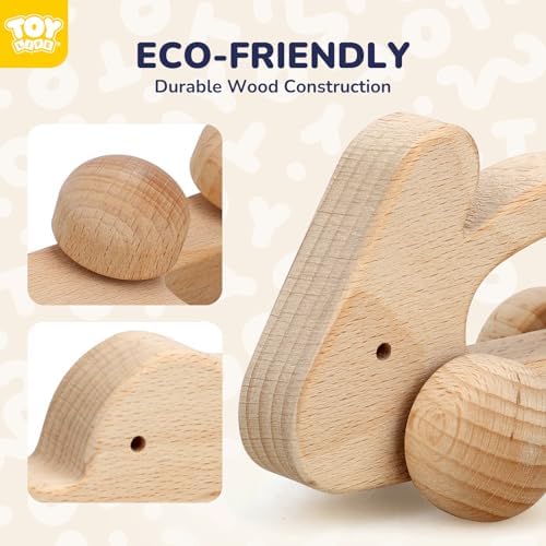 TOY Life Wooden Toys Cars, Montessori Baby Toys 6-12 Months, Wooden Baby Toys Rattle Cars for Toddlers 1-3, Baby Boy Nursery Decor, Montessori Toys for 1 Year Old Boy (Animal Set) - Image 4