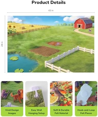 CHEFAN Farm Animals Felt Story Board Set 58 PCS, 3.5FT Interactive Storytelling Early Learning Play Kit Wall Hanging for Kids Children, Preschool Farmhouse Barnyard Busy Board Toys for Ages 2-4 - Image 2