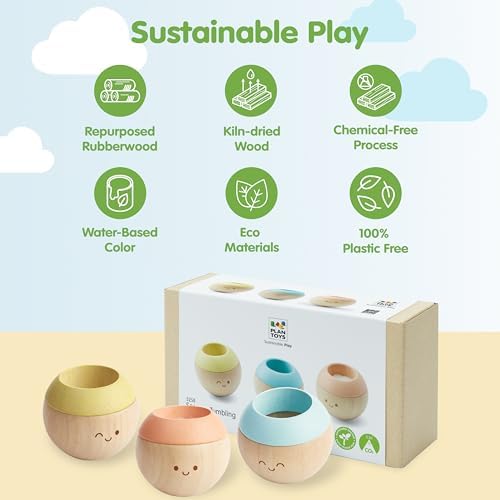 PlanToys® Pastel Wooden Tumbling Montessori Toy for Babies 6 Months+ Set - Image 3