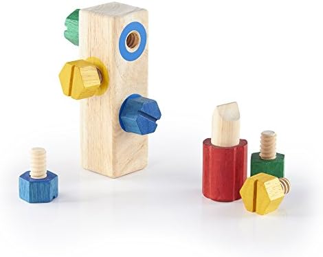 Guidecraft Screw Block - Kids Multi-Color Matching Game, Classic Wooden Toddler Memory and Sensory Skills Development Toy - Image 2