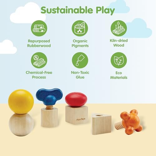 PlanToys® Nuts & Bolts Wooden Toy for Kids Ages 2+ Montessori STEM Set - Image 3