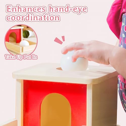 Montessori Wooden Object Permanence Box Toys for Babies, Ball Drop Toy with Tray for 18+ Months Kids, Fine Motor Toys for 2 3 Years Old, Sensory Toy Early Age Learning Materials - Image 4