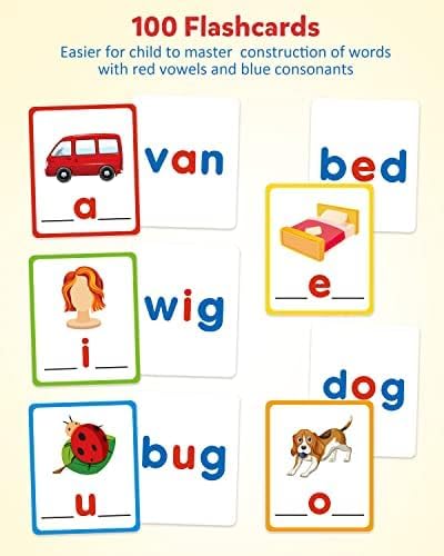 Coogam CVC Sight Words Flashcards, Short Vowel Spelling Game, Preschool Kids Learning Sight Words Supplies, Montessori Educational Writing Reading Toy Gift for 3 4 5 Years Old - Image 3
