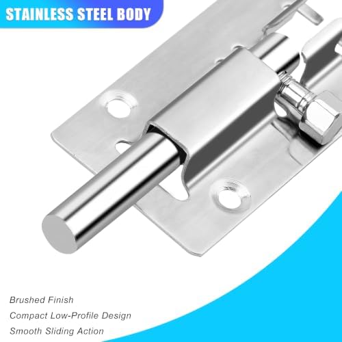 INBOF 2 Pack Barrel Bolt Latch, 3 in Slide Lock, Stainless Steel Door Latch - Image 5