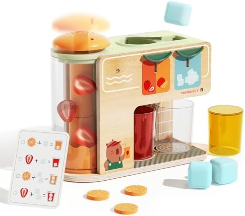 TOP BRIGHT Wooden Drink Dispenser with Cups, Pretend Play Toy Ages 3+ by TOPBRIGHT