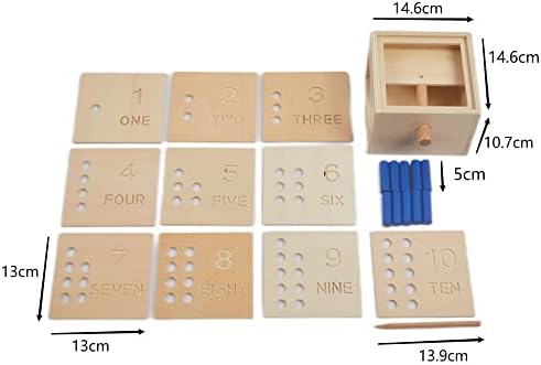 Adena Montessori Toys Wooden Counting Peg Game - Learn to Count 1-10 with Numerals, Peg Drop Box & Tumbling Pegs - Educational Toddler Toy for Early Math Skills Development (Small Counting Pegs Board) - Image 2