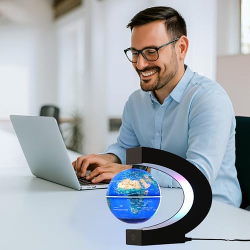 Magnetic Levitating Globe with 7-Color LED Lights, 360° Rotating Floating World Map Lamp, STEM Educational Night Light for Geography Learning, Cool Desk Decor & Unique Gift for Kids & Adults - Image 5