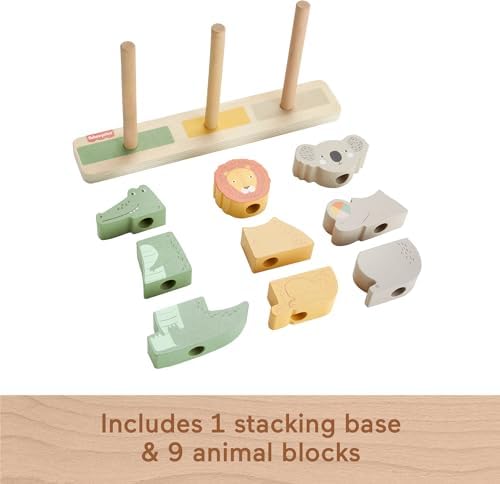 Fisher-Price Wood Baby Toy Stack & Sort Animals, 10 Wooden Pieces for Developmental Play for Infants & Toddlers Ages 1+ Years - Image 5