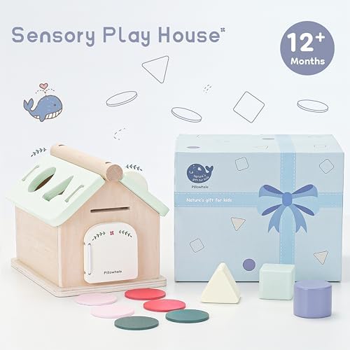 Pillowhale Montessori Activity Cube for Toddlers 12 Months+, Wooden 5-in-1 Learning Toy with Object Permanence Box, Shape Sorting & Stacking, Fine Motor Skills Toy for Baby Boys Girls - Image 6