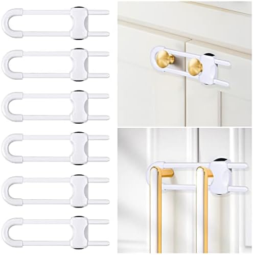 6 Packs Sliding Cabinet Locks, Baby Proofing U-Shaped Child Safety Latches by Modacraft