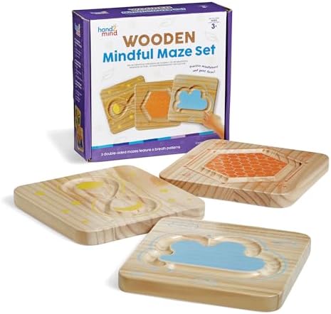 hand2mind Wooden Mindful Maze Set, Tactile Sensory Toys for Toddlers, Calm Down Corner Supplies, Mindfulness for Kids, Occupational Therapy Toys, Quiet Fidgets for Classroom, for Kids by hand2mind