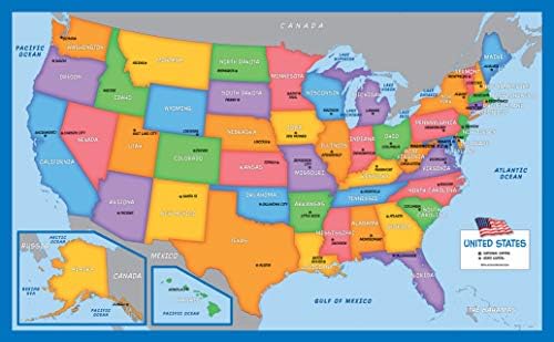 2 Pack - USA Map for Kids + Blue Ocean World Map (LAMINATED, 18" x 29") - Image 4
