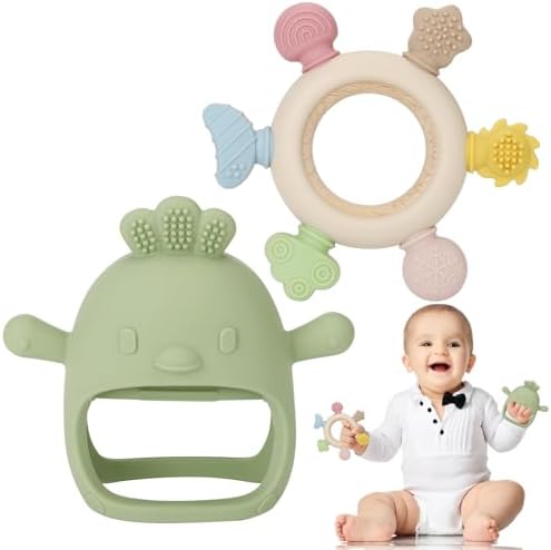 Socub 2 Pack Baby Teething Toys for Babies 0-6 Months, Olive by Socub