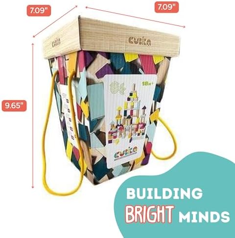 CUBIKA 100 Piece Wooden Blocks Construction Kit– Montessori-Inspired Stacking Toy for Toddlers and Kids– Durable Wooden Blocks for Creativity, Fine Motor Skills, and Early Learning - Image 4