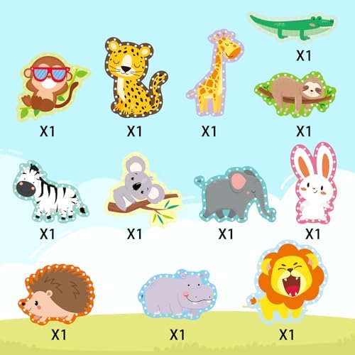 Omlisca Jungle Animal Lacing Cards for Kids 12 Packs Double Sided Sewing Kits Lion Wild Animal Sewing Cards Educational & Learning Activities Fine Motor Skill for School Supplies Jungle Party Decor - Image 4