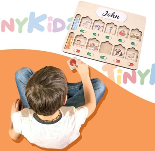 TinyKidz Wooden Kids Chore Routine Board, Toddler Visual Schedule, Home Responsibility Chart - Image 2