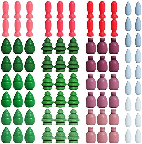 Large Set Full Rainbow Color Style Wooden Loose Parts Sensory Play Toys, Mandala Loose Parts 5 Shapes, 15 Colors, Rainbow Stacker Nesting Toys Parts (90PCS New Shapes) by CandywoodWoodenToys