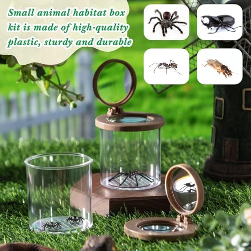 Skylety 2 Pieces Bug Jars Insect Viewer Catcher Bug Magnifying Insect Cage Container for Kids Children Science Nature Exploration Tool(Brown) - Image 5