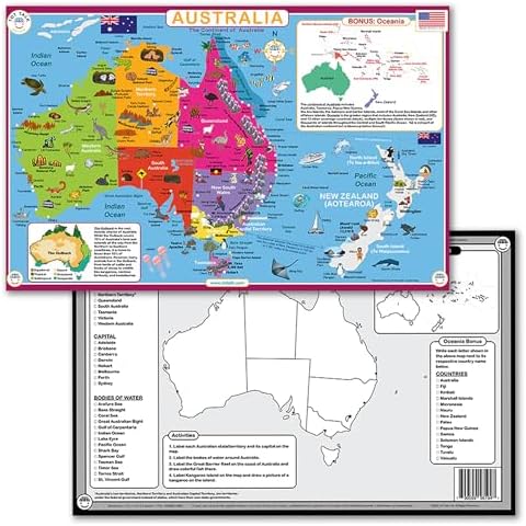 Tot Talk Australia Educational Placemat | Countries, Capitals, Landmark Fun by TotTalk