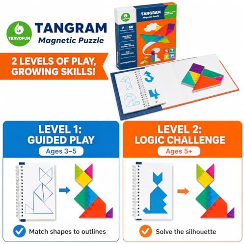 TRAVOFUN Magnetic Tangram Puzzle | Travel Games for Kids Ages 4-8 - Image 3