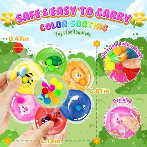 MORECOLL Color Sorting Sensory Toys for Toddlers & Kids, Preschool Fine Motor Skills for Autism, Fidget Color Matching Travel Toys, Calm Down Toy, Birthday Gifts for Boys & Girls - Image 2
