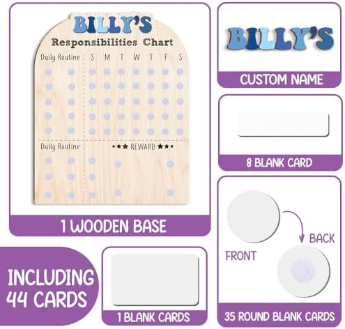 Personalized Wooden Daily Routine Chart 12x15", Responsibilities Chart for Kids, Routine Chart for Toddlers, Weekly Routine Chart for Boys, Kids Wooden Chore Chart - Image 3