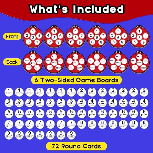 Math Games for Kids, Math Manipulatives Kindergarten Preschool Counting Toys, Ten Frame Set Addition and Subtraction Flash Cards Matching Bingo Number Games Homeschool Classroom Must Haves - Image 7