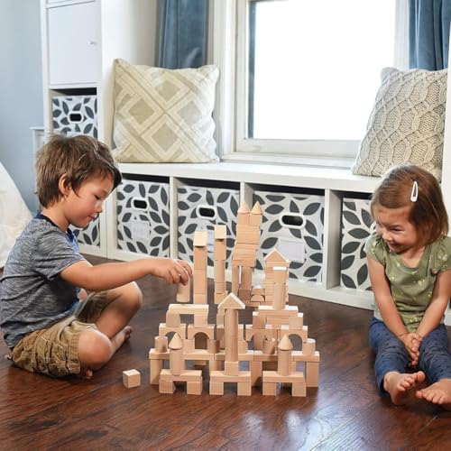 100 Pcs Wooden Blocks for Toddlers 1-3 Building Blocks for Kids - Image 2