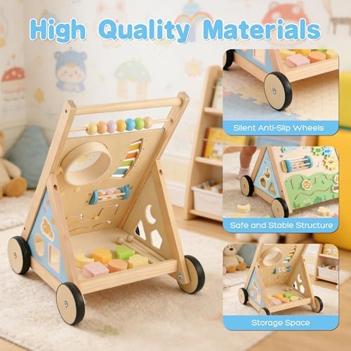 Wooden Baby Walker with Wheels Baby Push Walker Montessori Walker Toy - Image 5