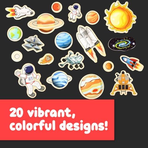 SPARK & WOW Wooden Magnets, Space, Set of 20 - Image 3