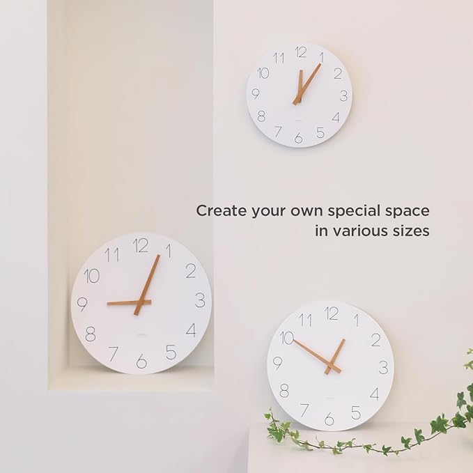mooas Flatwood Wall Clock (Wood Big),13" Non-Ticking Sweep Movement - Image 3