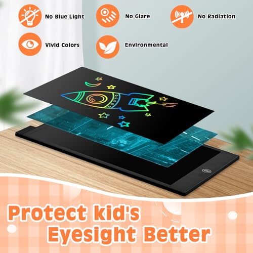 cimetech LCD Writing Tablet, Toys Gifts for 3-8 Year Old Girls Boys, 12 Inch Colorful Drawing Pad for Kids Doodle Board, Christmas Stocking Stuffers Birthday Gifts for Toddler Travel Activities, Black - Image 3