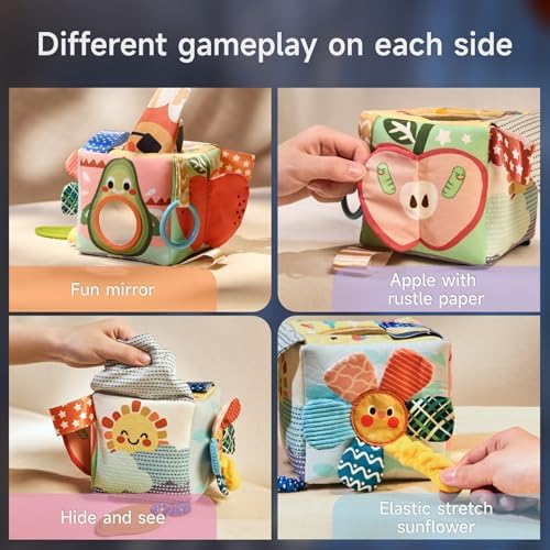 TUMAMA Baby Tissue Box Toys - Montessori Baby Toy for 6-12 Months, Soft Crinkle Squeeze Sensory Toys for Babies 0-12 Months - Image 4