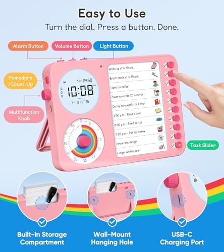 3-in-1 Visual Timer & ADHD Tool for Kids with Chore Chart & Planning Board - Image 6