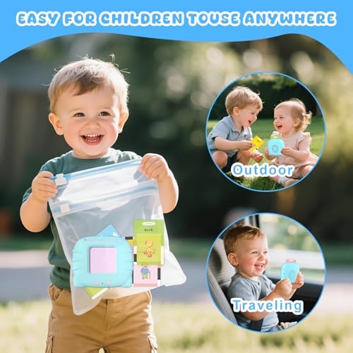 Toddler Talking Flash Cards for 1 2 3 4 5 Year Old Boys and Girls - Language Sensory Learning Device with 224 Sight Words - Montessori,Pocket Speech Therapy,Autism Toys,Christmas Birthday Gift - Blue - Image 4