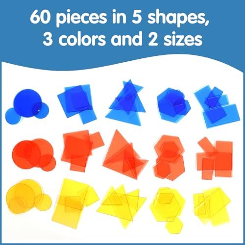 edxeducation Transparent Attribute Blocks - Mini Jar Set of 60 - Colorful, Plastic Shapes - Light Box Accessory - Sensory Play - Math Manipulative for Kids - Image 3