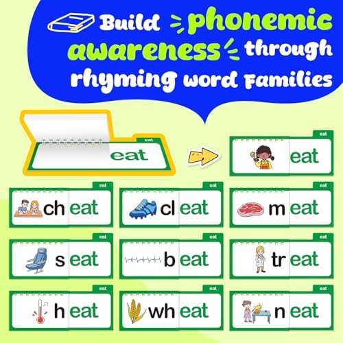 30 Read and Rhyme Flip Books,Word Family Build Book,Learn to Read Phonics Flash Cards,Sight Words Flash Cards Kindergarten Classroom Homeschool Learning Book,Phonics Flashcards,Reading Games - Image 4