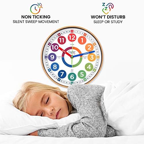 Oyster&Pop Kids Wall Clock - Silent 10" Analog Learning Clock for Classroom - Image 4