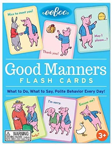eeBoo: Good Manners - 48 Conversation Flashcards, Develops Manners Through Friendly Illustrations of Social Situations, Develop Social and Emotional Intelligence, for Ages 3 and up by eeBoo