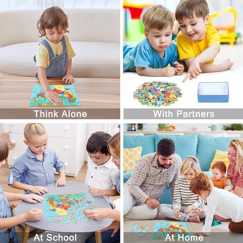LELEMON Puzzles for Kids Ages 4-6,USA Map 100 Piece Puzzles for Kids Ages 4-8 in a Metal Box,Educational Jigsaw Puzzles 100 Piece Puzzle Games Puzzle Toys for Girls and Boys - Image 4
