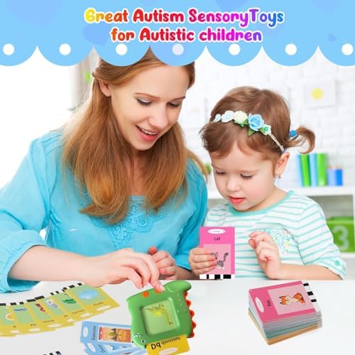 Toddler Toys Talking Flash Cards for 1-5 Years Old, 336 Sight Words Language Learning Toys, Autism Sensory Toys for Autistic Children, Montessori Toys, Educational Birthday Gifts for Toddlers (Green) - Image 6