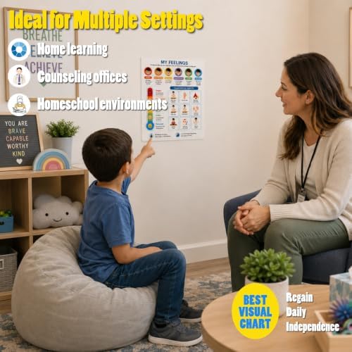 Feelings Chart for Kids – Step-by-Step Laminated Visual Chart for Emotional Regulation, Social Emotional Learning (SEL), Autism, ADHD, Home & Classroom, 9 x 12 Inch - Image 6