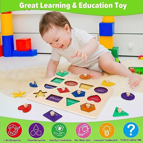 Jumlys Montessori Toys for Toddlers 1, 2, 3 Year Old, Wooden Shape Learning Puzzles for Baby 12-18-24 Months, Early Educational Toys, Perfect Christmas Birthday Gifts for Boys & Girls Age 1-3 - Image 6