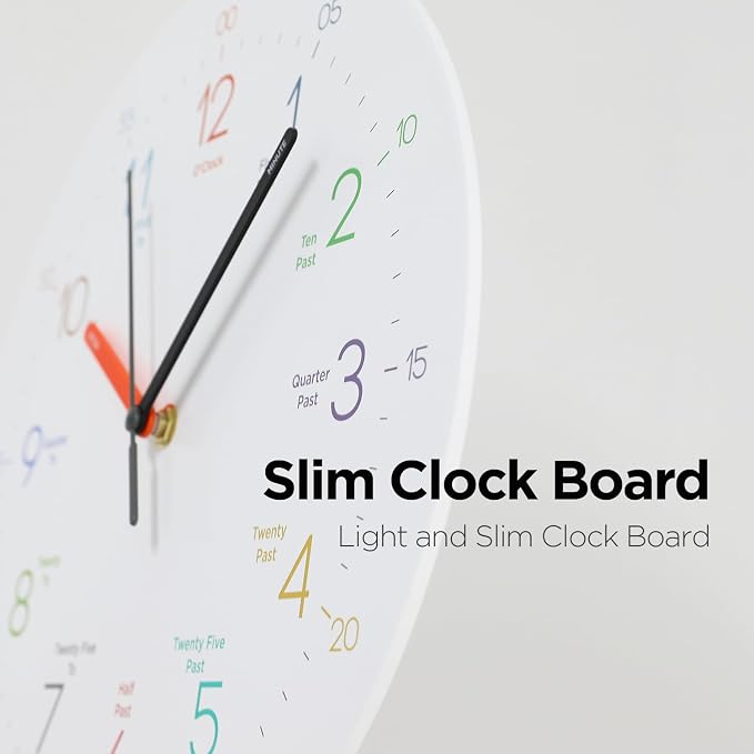 mooas Easy Learning Flatwood Wall Clock,12" Wood Clock - Image 7