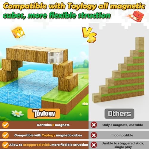 100PCS 1“ Magnetic Blocks - Build Mine Magnet World Forest Dinosaur Edition - Image 4