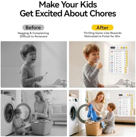 Chore Chart for Kids with Visual Timer, ADHD Tools Visual Schedule Planning Board with Slider, 20 Personalizable Cards and Magnetic Marker, Morning/Bedtime/Daily Routine Chart Checklist - White - Image 6