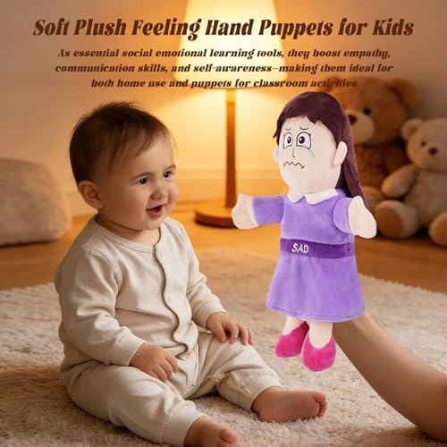 Sad Emotion Hand Puppet for Kids & Toddlers – Social Emotional Learning Plush Toy, 12 Inch Feelings Puppet for Emotional Recognition, Preschool Classroom Activities & Role Play - Image 5